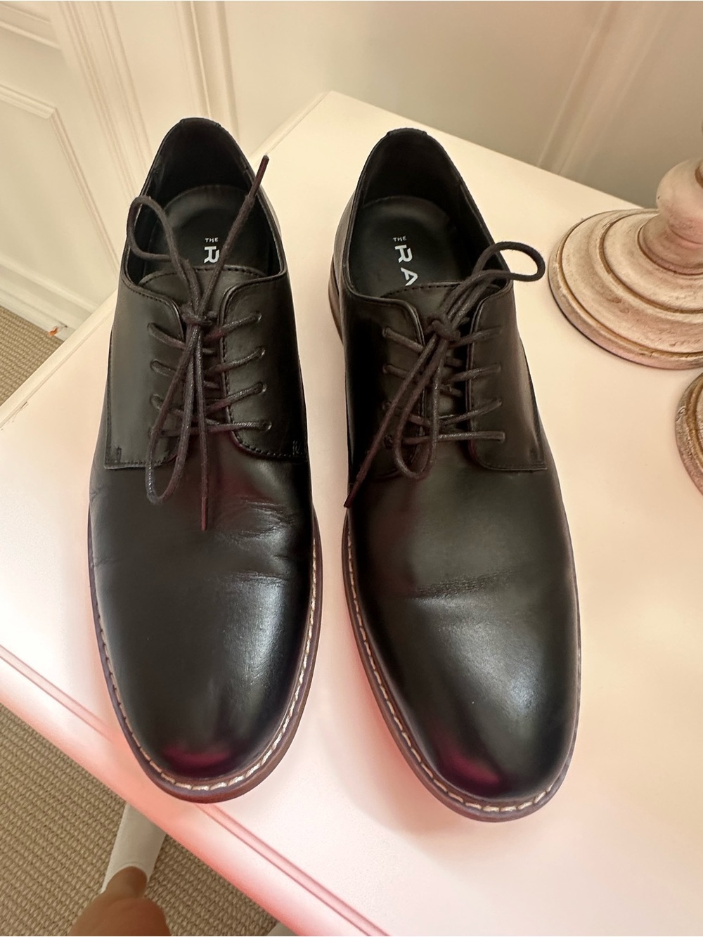 The Rail Black Leather Derby Oxfords